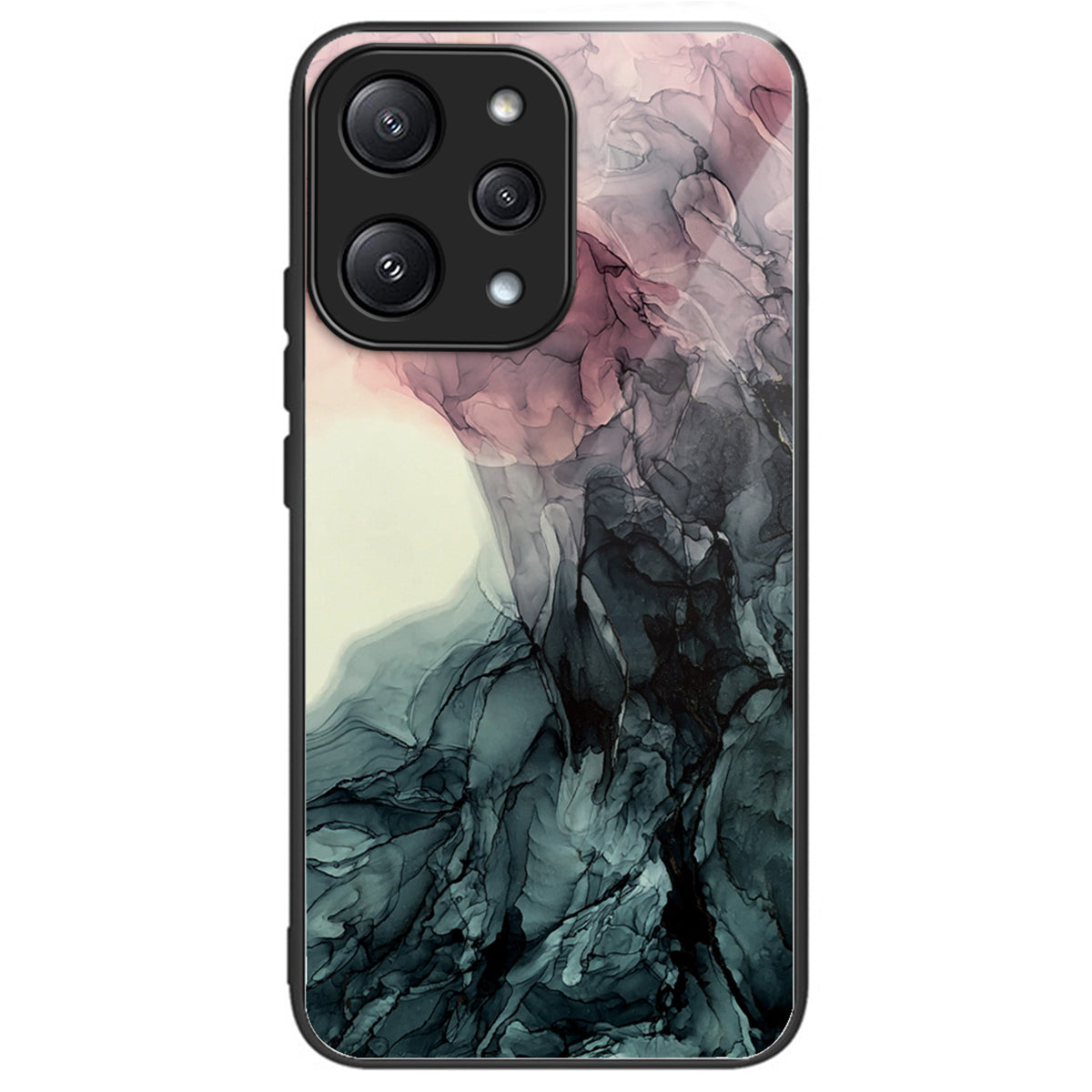 For Xiaomi Redmi 12 5G (Global) / Poco M6 Pro 5G Phone Case Marble Pattern Tempered Glass Back Cover - Style A
