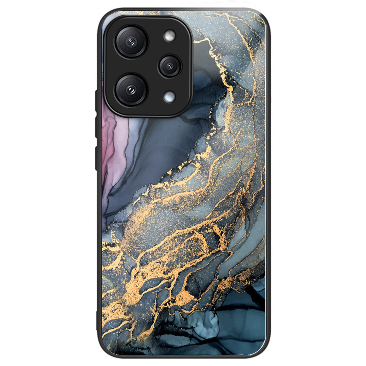 For Xiaomi Redmi 12 5G (Global) / Poco M6 Pro 5G Phone Case Marble Pattern Tempered Glass Back Cover - Style A