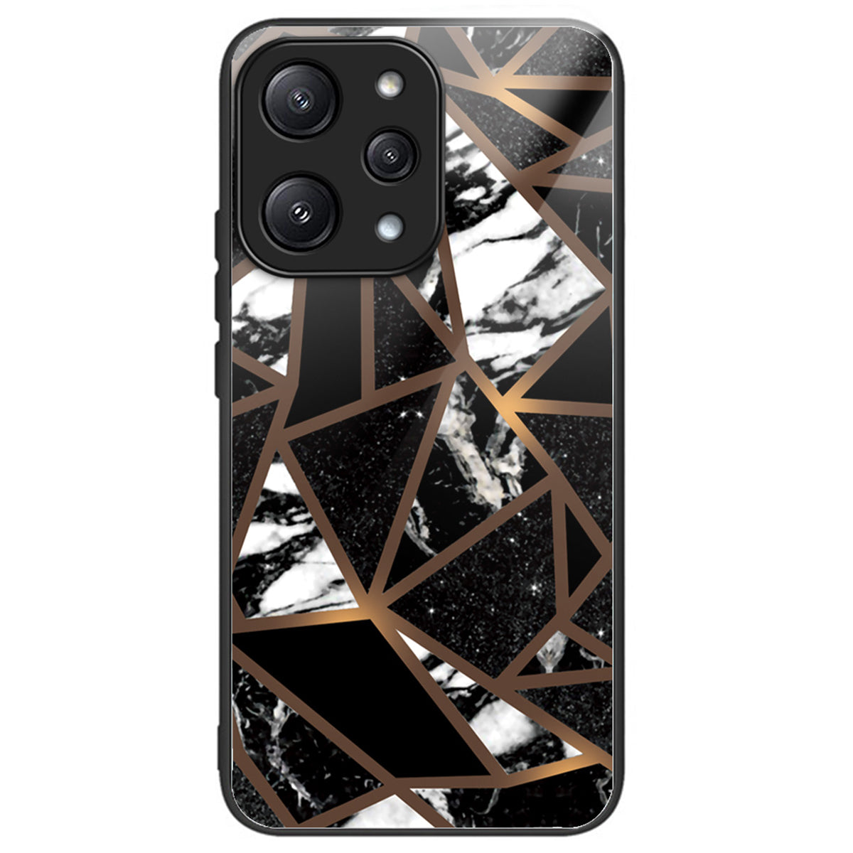 For Xiaomi Redmi 12 5G (Global) / Poco M6 Pro 5G Phone Case Marble Pattern Tempered Glass Back Cover - Style A