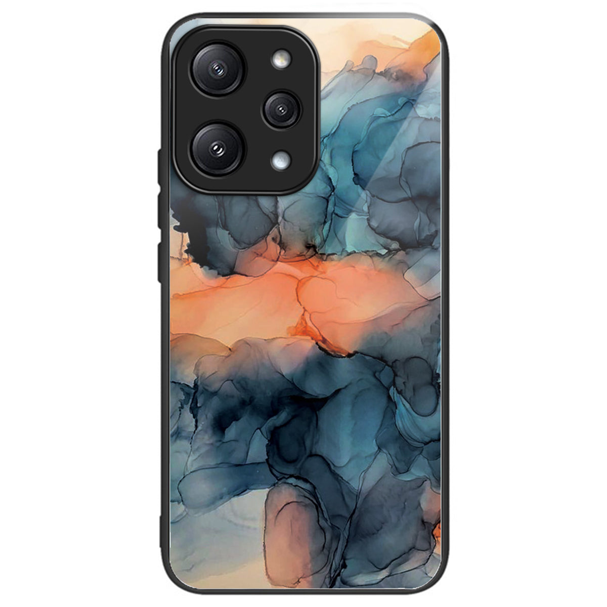 For Xiaomi Redmi 12 5G (Global) / Poco M6 Pro 5G Phone Case Marble Pattern Tempered Glass Back Cover - Style A