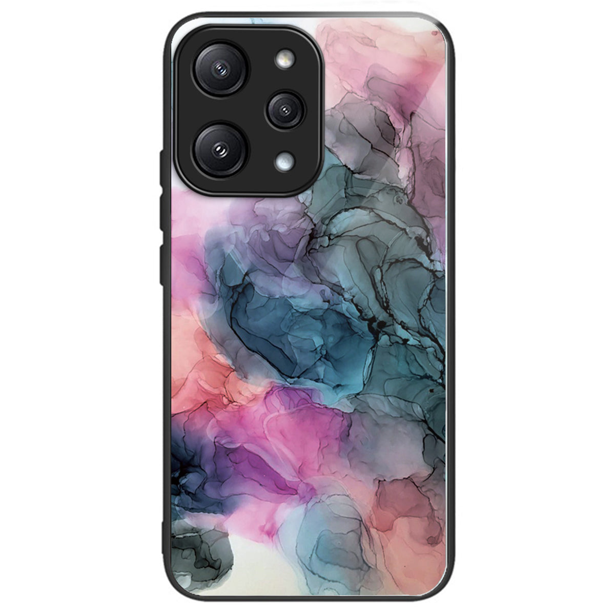 For Xiaomi Redmi 12 5G (Global) / Poco M6 Pro 5G Phone Case Marble Pattern Tempered Glass Back Cover - Style A