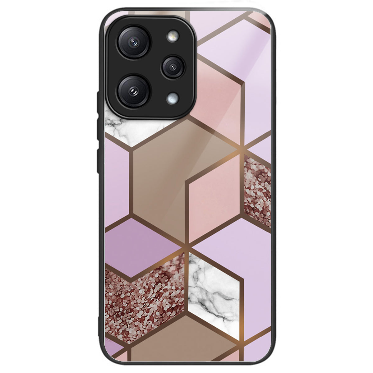 For Xiaomi Redmi 12 5G (Global) / Poco M6 Pro 5G Phone Case Marble Pattern Tempered Glass Back Cover - Style A