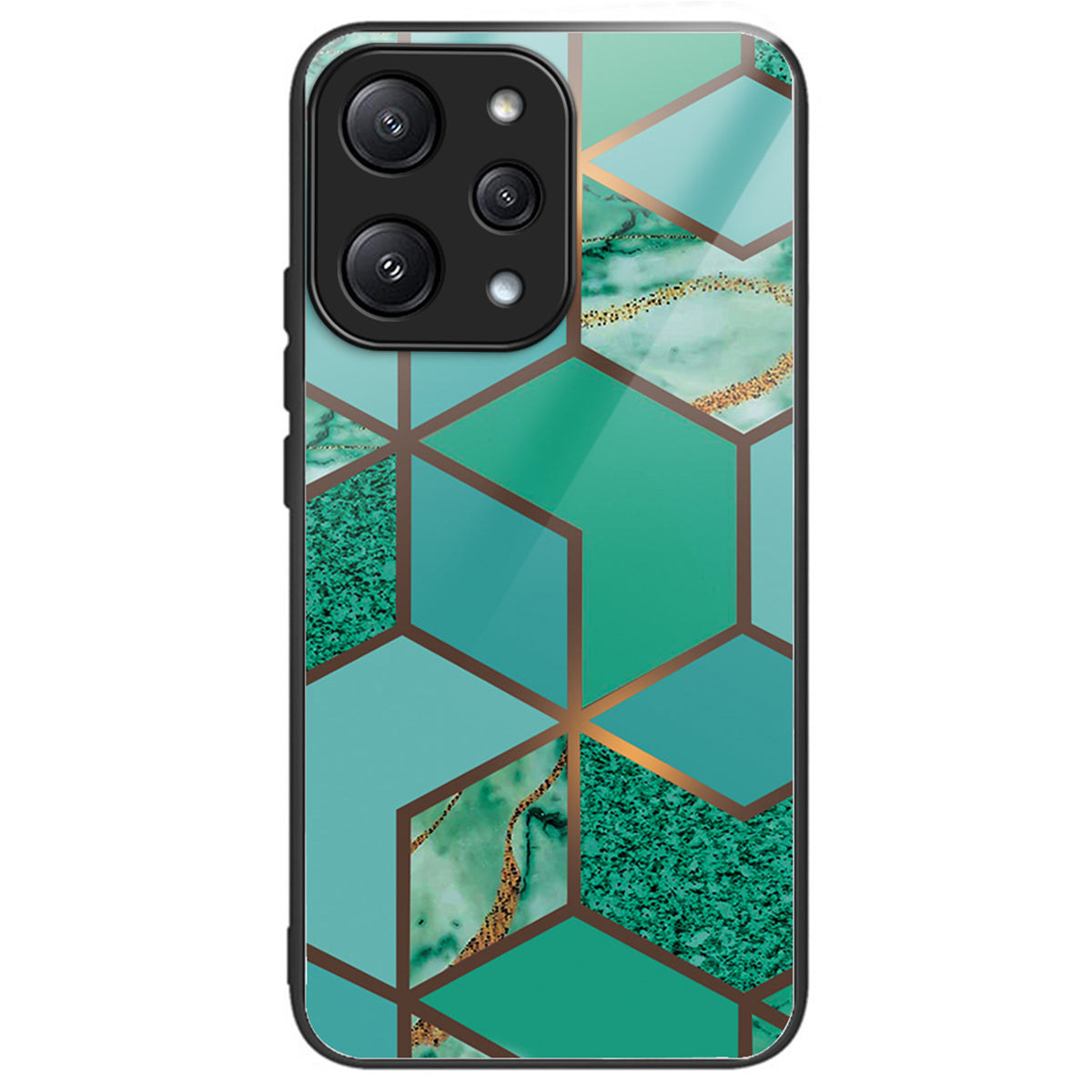 For Xiaomi Redmi 12 5G (Global) / Poco M6 Pro 5G Phone Case Marble Pattern Tempered Glass Back Cover - Style A