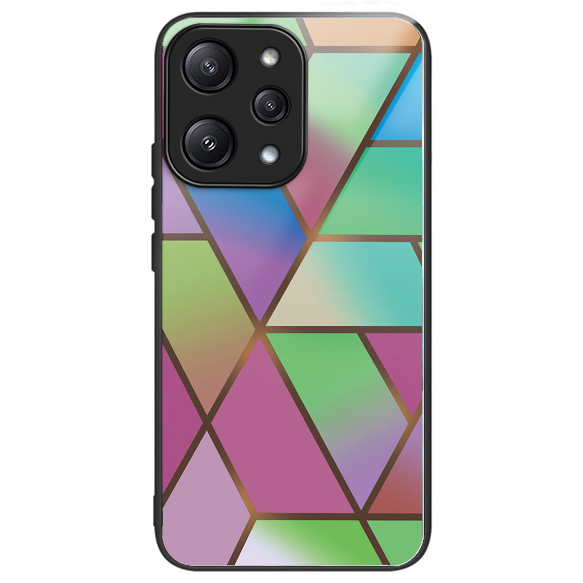 For Xiaomi Redmi 12 5G (Global) / Poco M6 Pro 5G Phone Case Marble Pattern Tempered Glass Back Cover - Style A