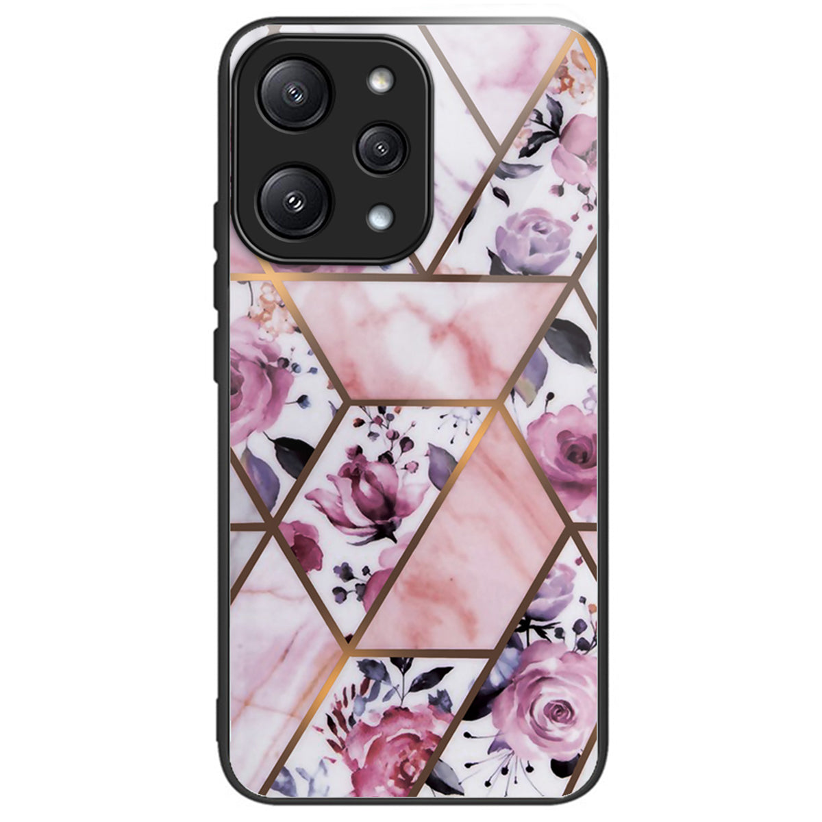 For Xiaomi Redmi 12 5G (Global) / Poco M6 Pro 5G Phone Case Marble Pattern Tempered Glass Back Cover - Style A