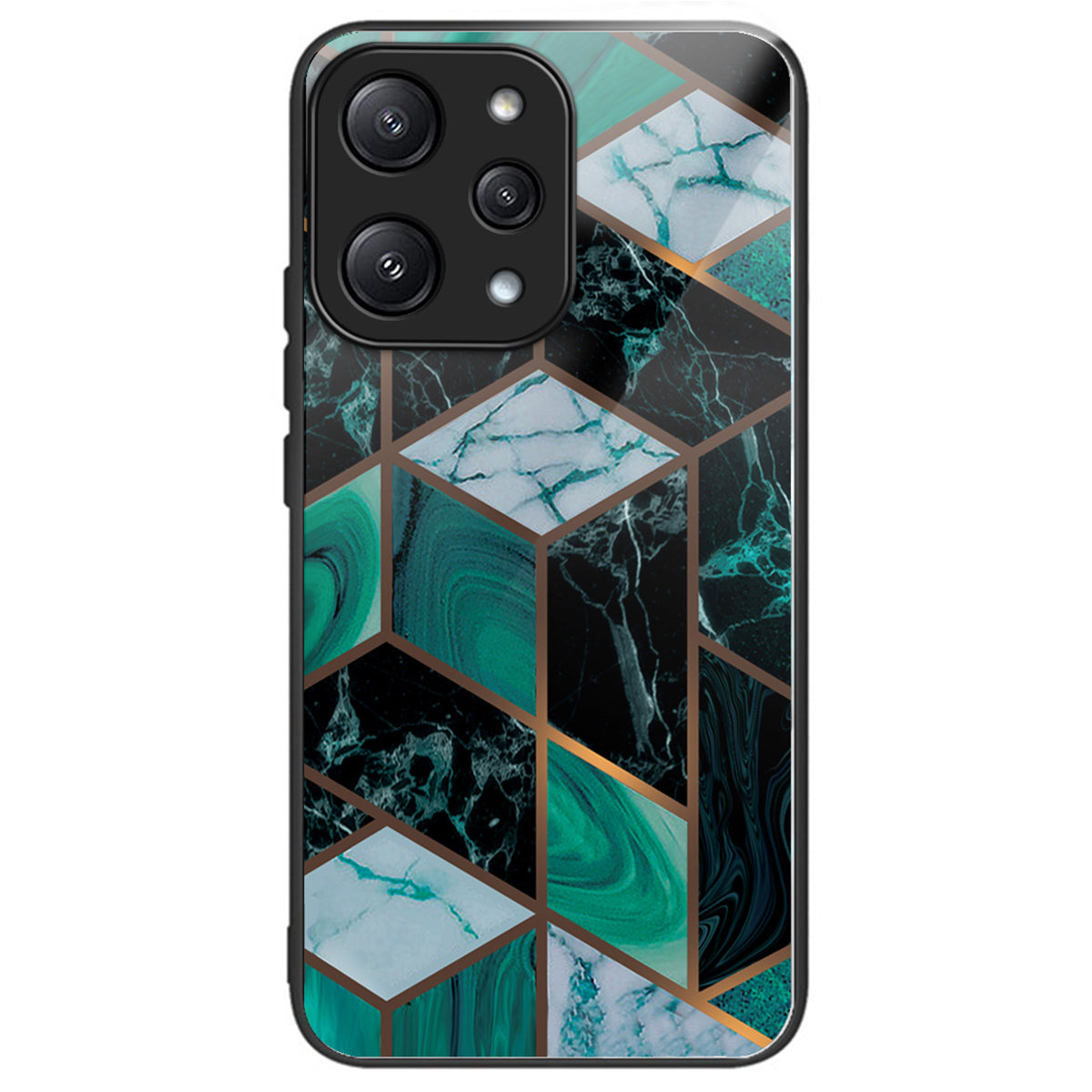 For Xiaomi Redmi 12 5G (Global) / Poco M6 Pro 5G Phone Case Marble Pattern Tempered Glass Back Cover - Style A