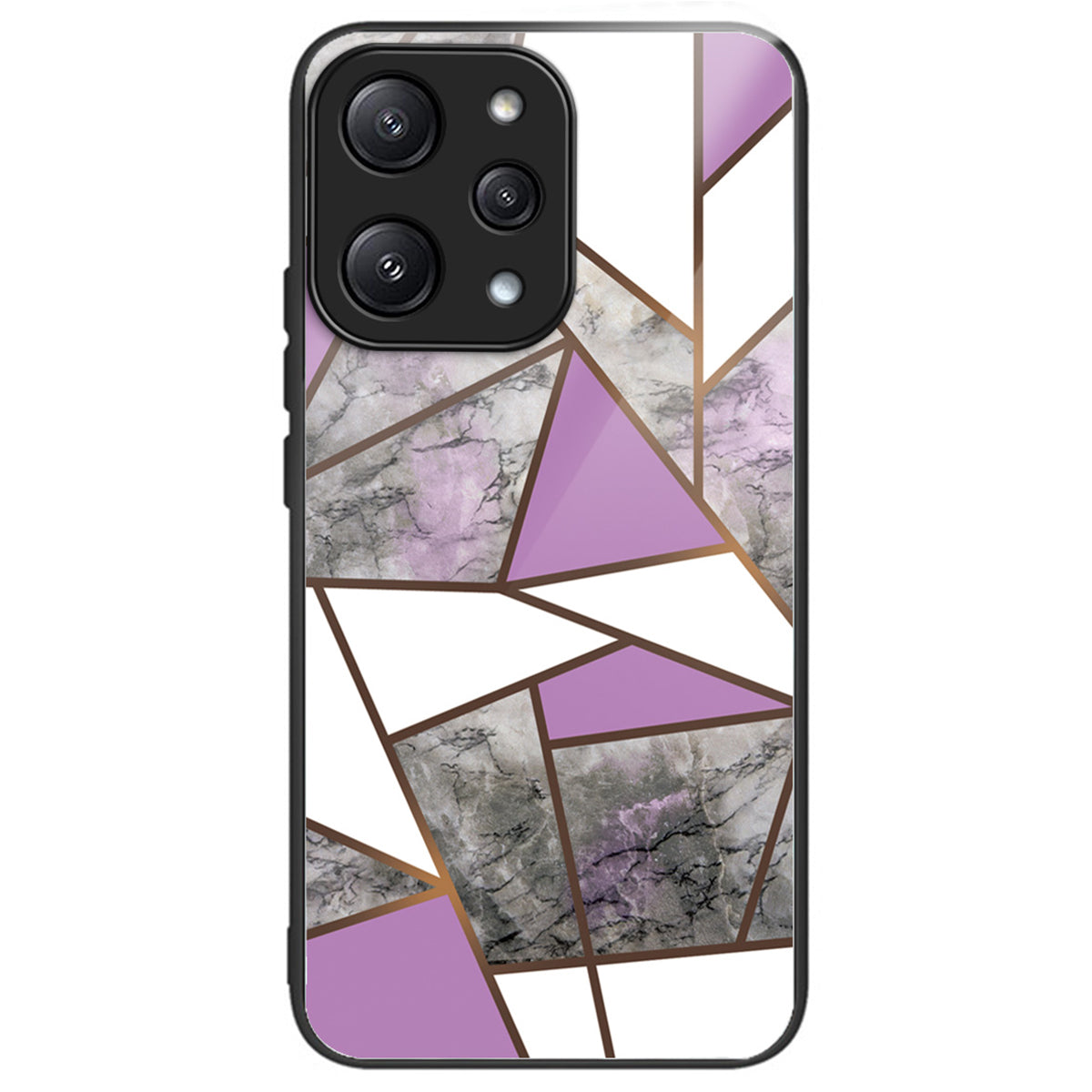 For Xiaomi Redmi 12 5G (Global) / Poco M6 Pro 5G Phone Case Marble Pattern Tempered Glass Back Cover - Style A