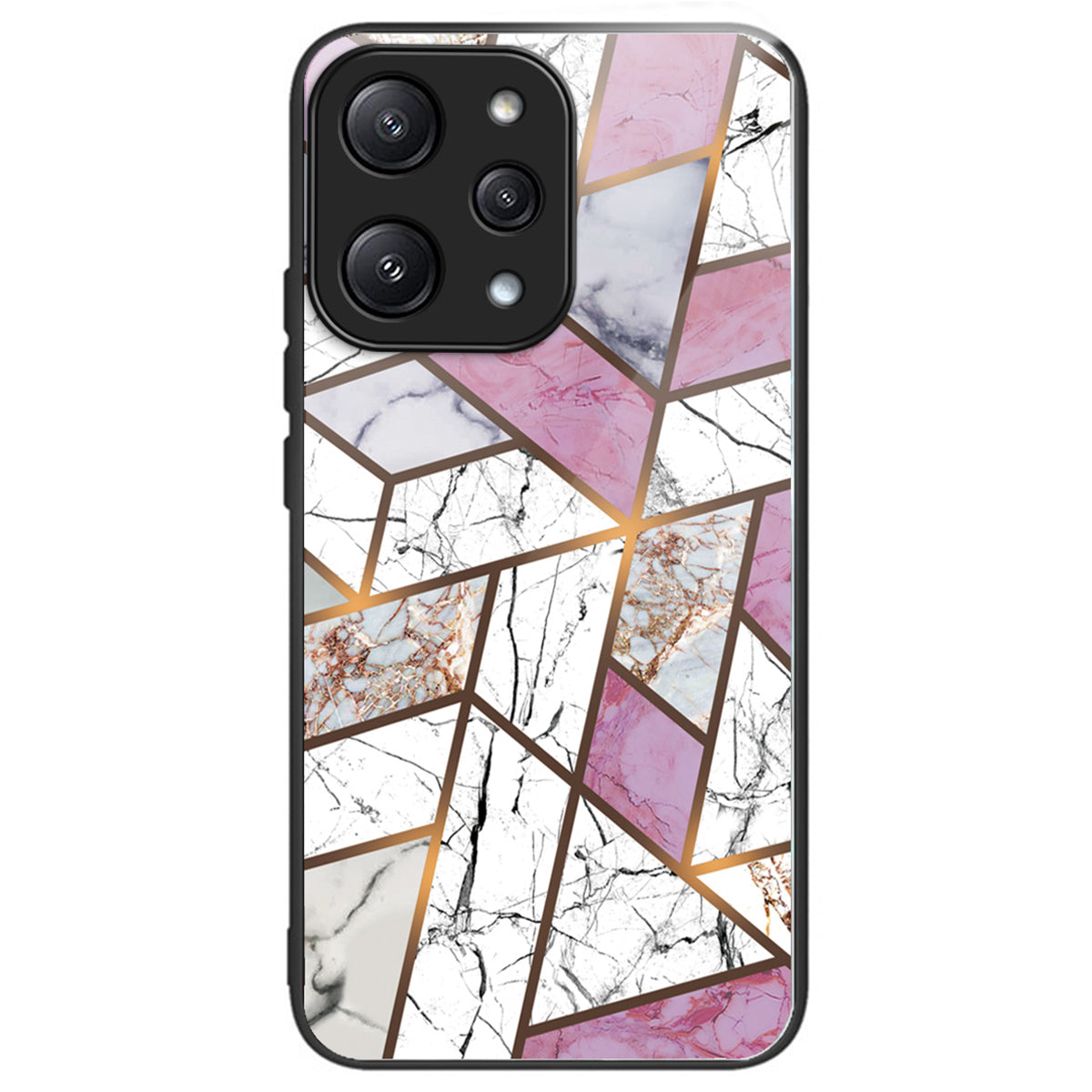 For Xiaomi Redmi 12 5G (Global) / Poco M6 Pro 5G Phone Case Marble Pattern Tempered Glass Back Cover - Style A