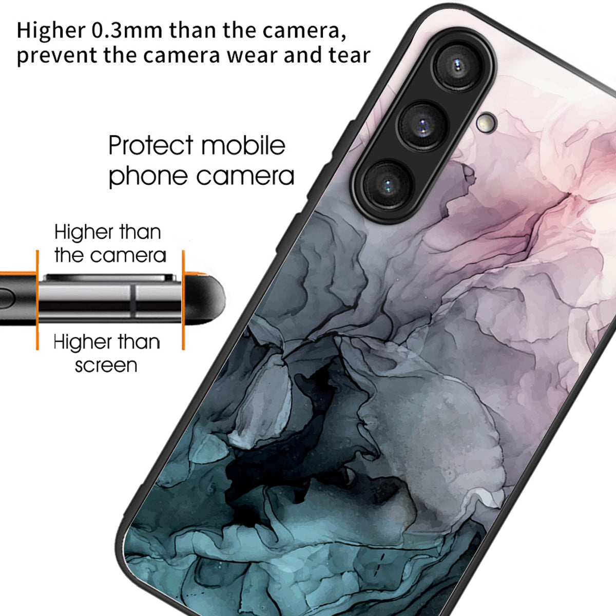 For Samsung Galaxy S24+ Marble Pattern Case Anti-Scratch Tempered Glass+PC+TPU Phone Cover  - Style A