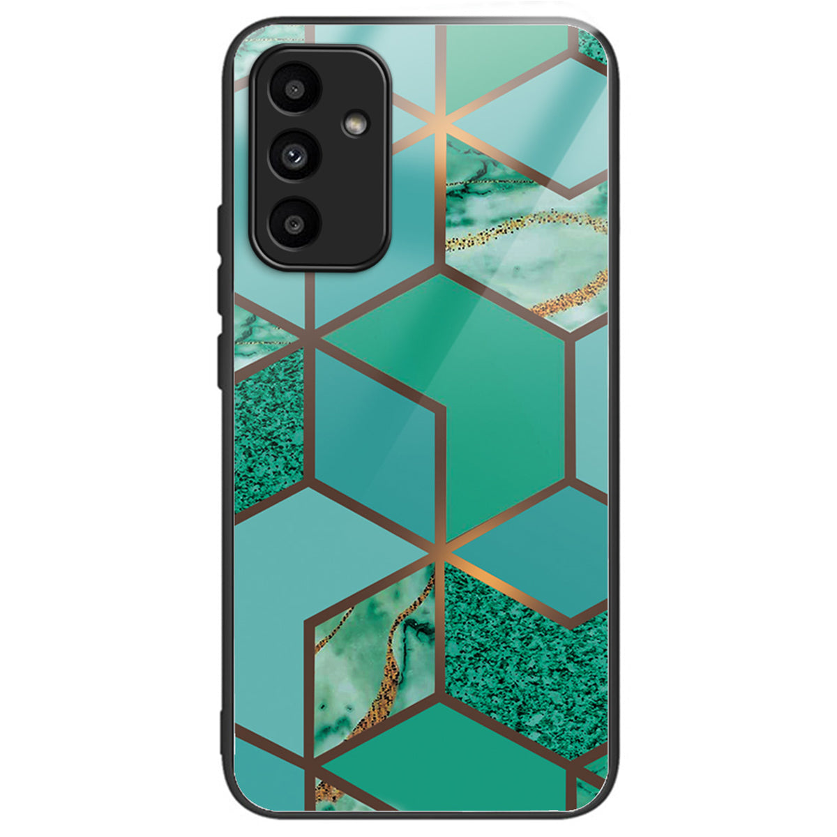 For Samsung Galaxy A15 4G / 5G Tempered Glass Case Shock Protective Phone Cover Marble Pattern - Style A