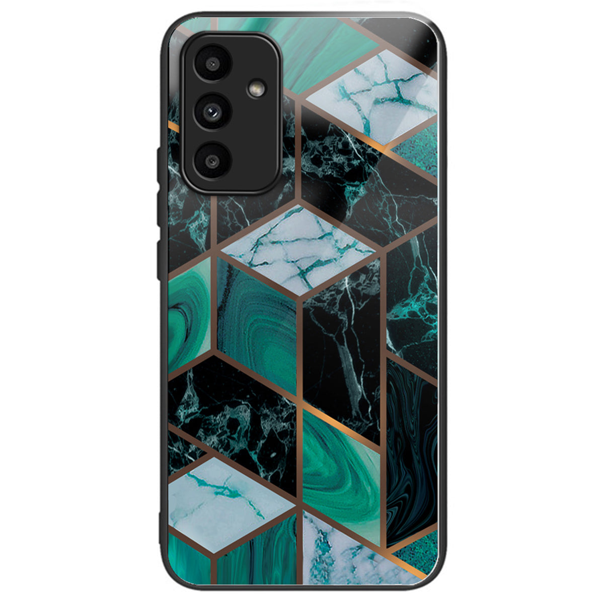 For Samsung Galaxy A15 4G / 5G Tempered Glass Case Shock Protective Phone Cover Marble Pattern - Style A