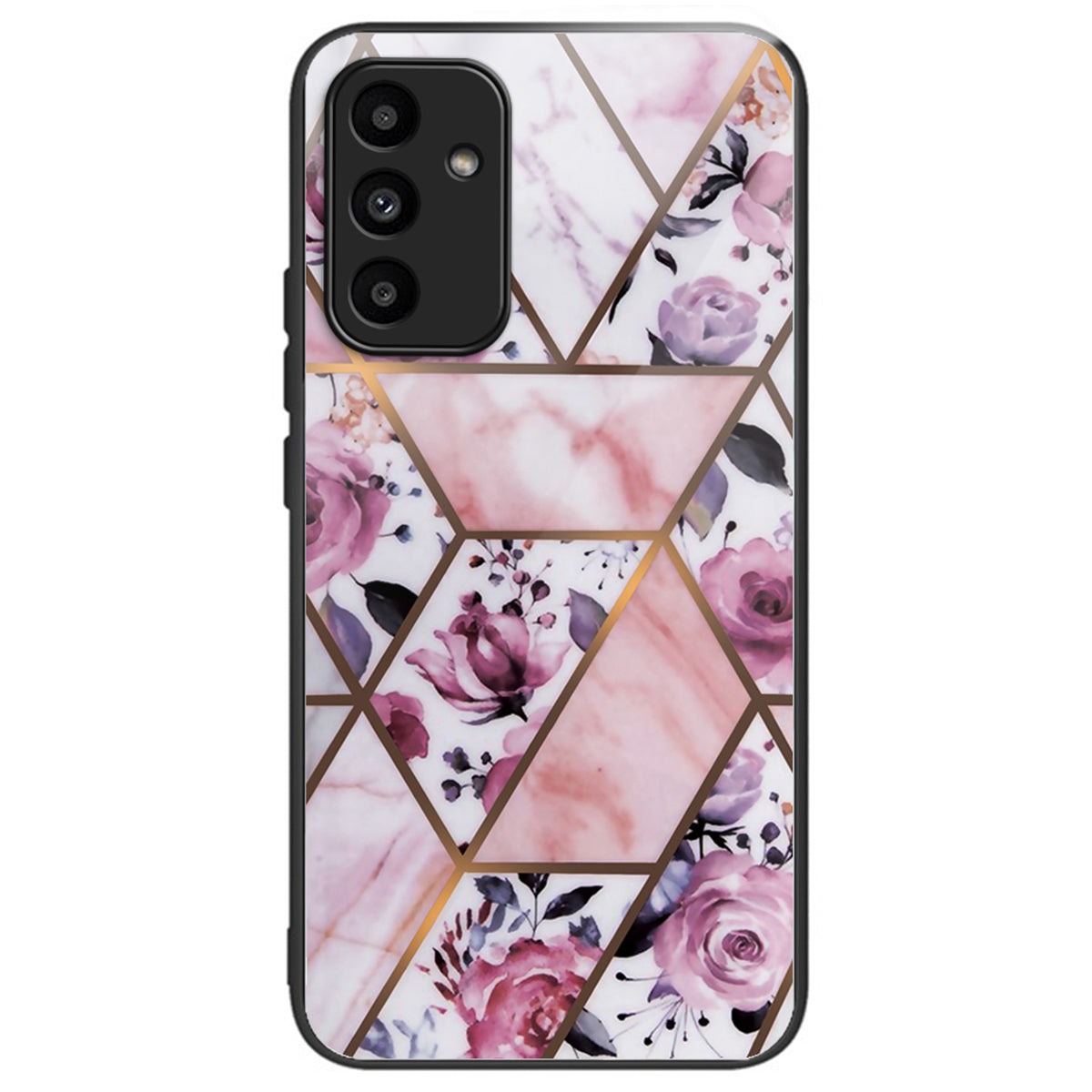 For Samsung Galaxy A15 4G / 5G Tempered Glass Case Shock Protective Phone Cover Marble Pattern - Style A