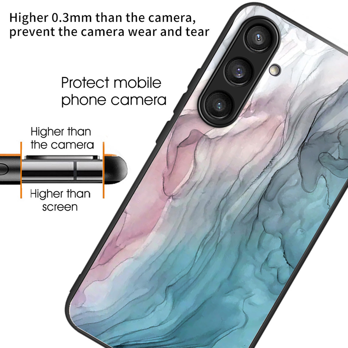 For Samsung Galaxy S24 Ultra Tempered Glass Back Cover PC+TPU Marble Pattern Phone Case - Style A