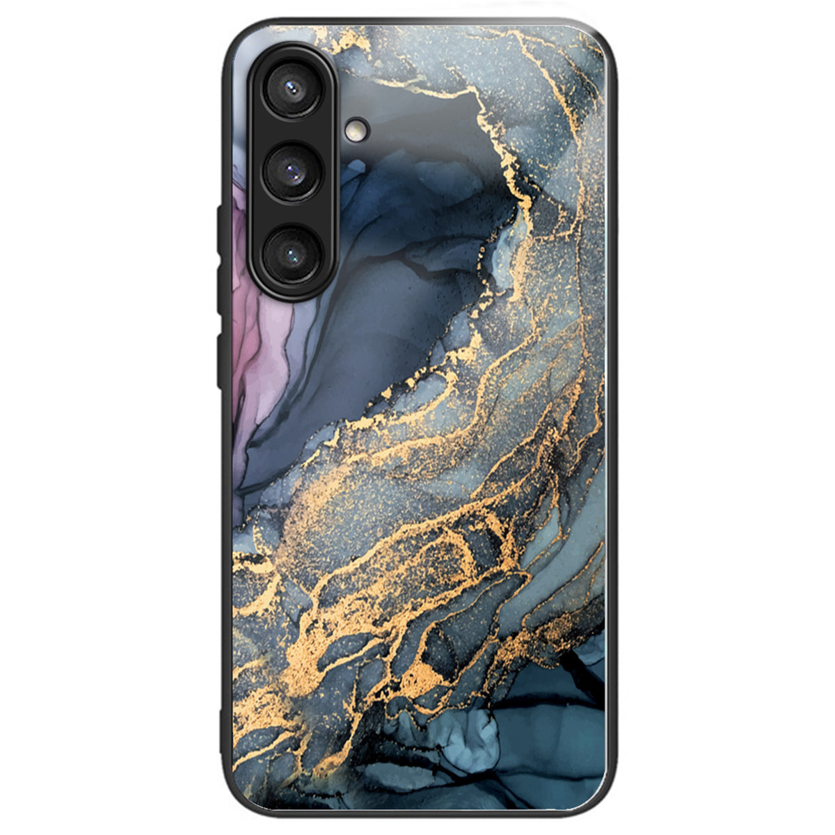 For Samsung Galaxy S24 Ultra Tempered Glass Back Cover PC+TPU Marble Pattern Phone Case - Style A