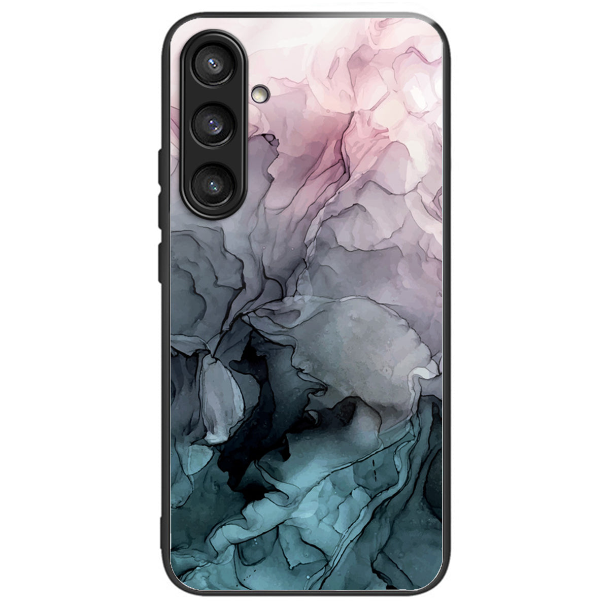 For Samsung Galaxy S23 FE Marble Pattern Case Tempered Glass+PC Back TPU Frame Phone Cover - Style A