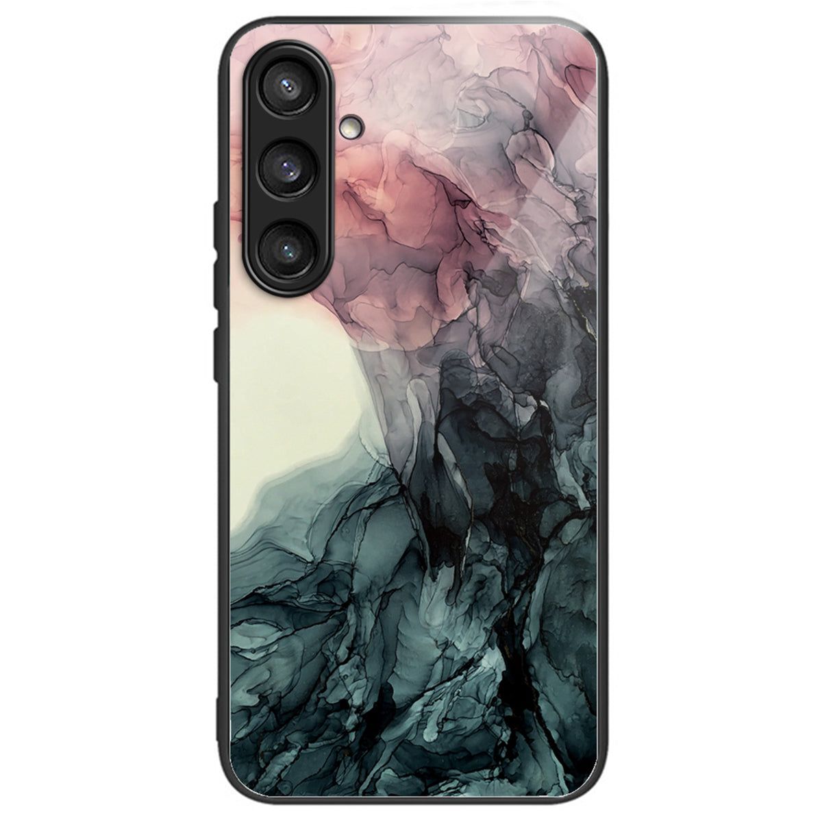 For Samsung Galaxy S23 FE Marble Pattern Case Tempered Glass+PC Back TPU Frame Phone Cover - Style A