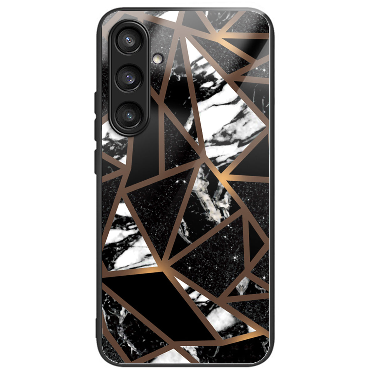For Samsung Galaxy S23 FE Marble Pattern Case Tempered Glass+PC Back TPU Frame Phone Cover - Style A