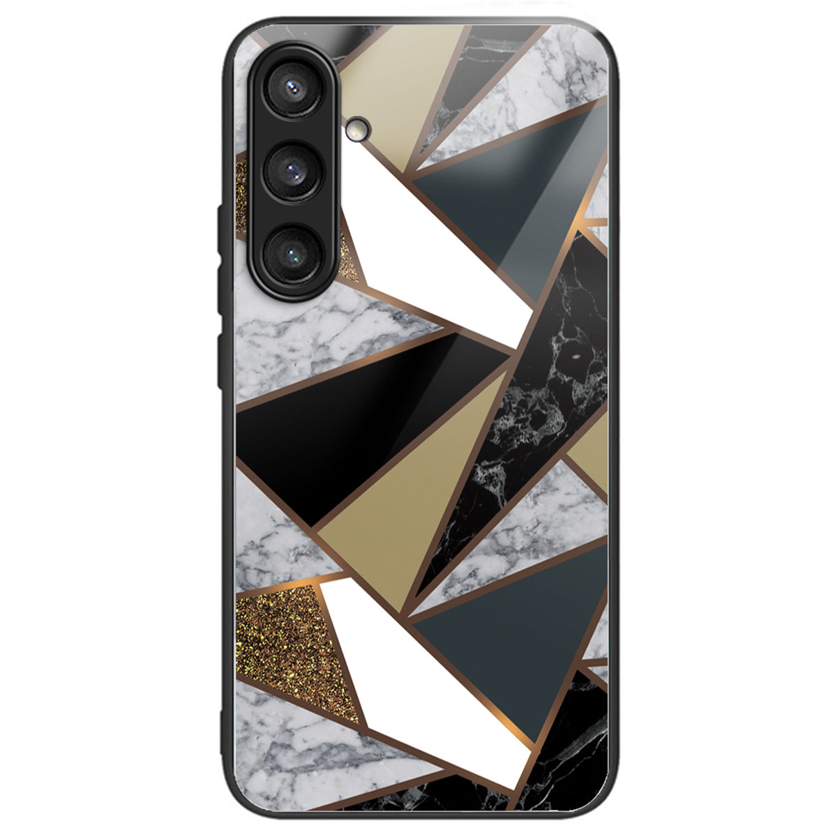 For Samsung Galaxy S23 FE Marble Pattern Case Tempered Glass+PC Back TPU Frame Phone Cover - Style A