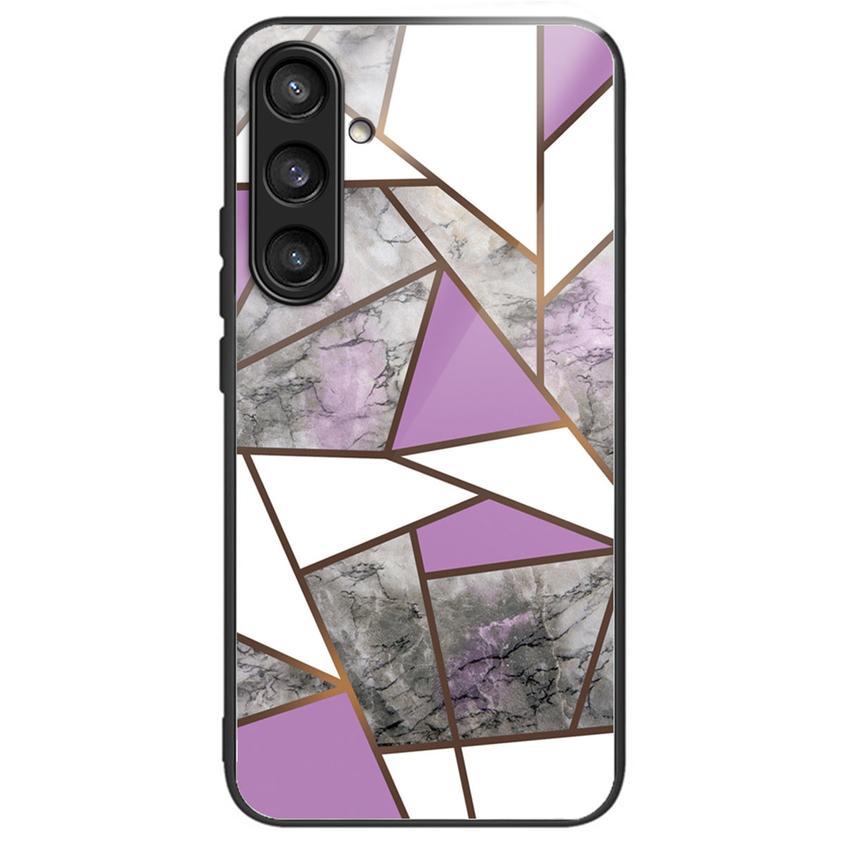 For Samsung Galaxy S23 FE Marble Pattern Case Tempered Glass+PC Back TPU Frame Phone Cover - Style A