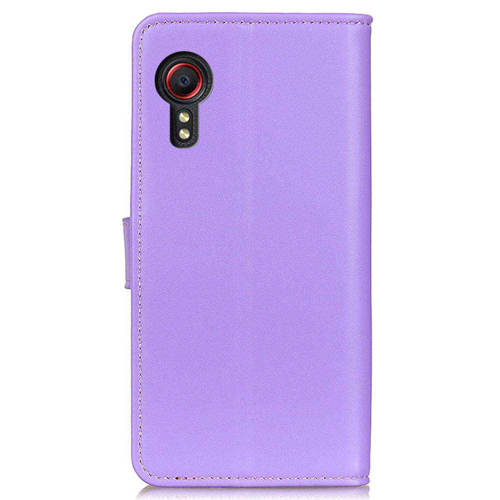 For Samsung Galaxy Xcover7 Leather Phone Case with Wallet Stand Magnetic Clasp - Purple