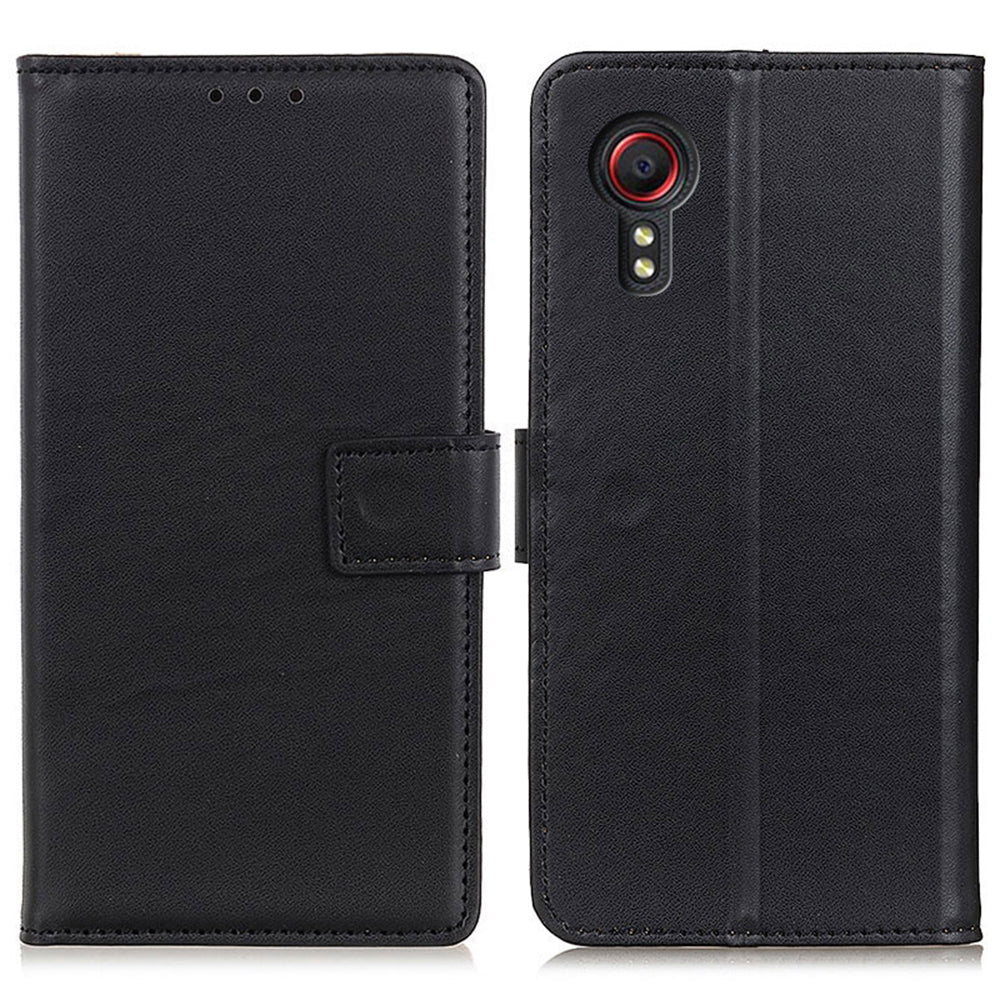 For Samsung Galaxy Xcover7 Leather Phone Case with Wallet Stand Magnetic Clasp - Purple