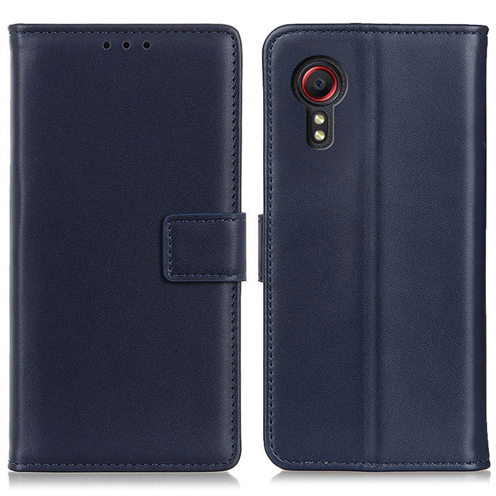 For Samsung Galaxy Xcover7 Leather Phone Case with Wallet Stand Magnetic Clasp - Purple