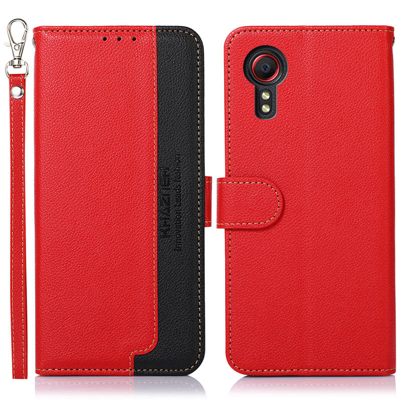 KHAZNEH For Samsung Galaxy Xcover7 Leather Phone Case RFID Blocking Wallet - Blue