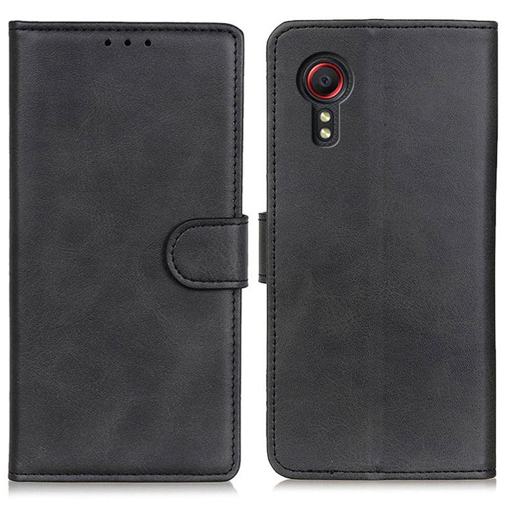 For Samsung Galaxy Xcover7 Cowhide Texture Leather Case with Wallet Stand - Blue