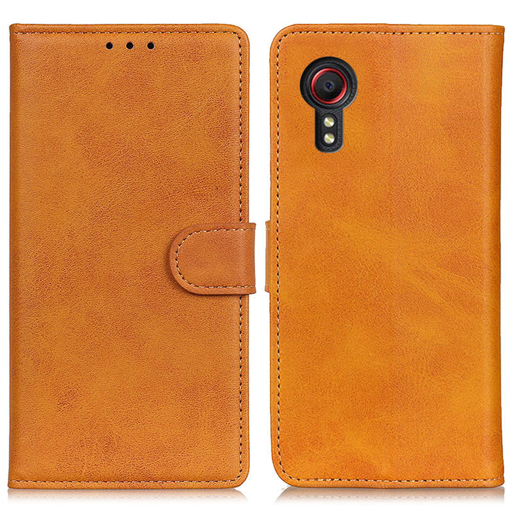 For Samsung Galaxy Xcover7 Cowhide Texture Leather Case with Wallet Stand - Blue