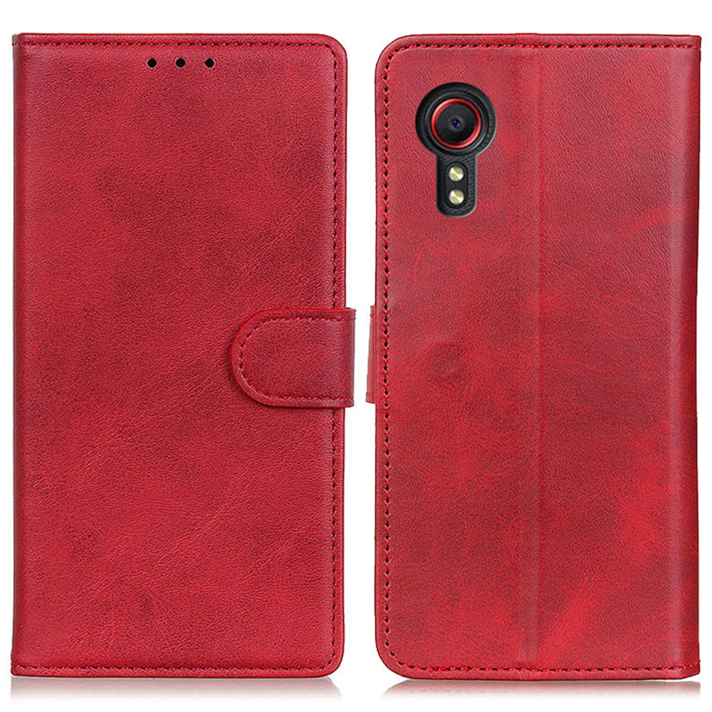 For Samsung Galaxy Xcover7 Cowhide Texture Leather Case with Wallet Stand - Blue