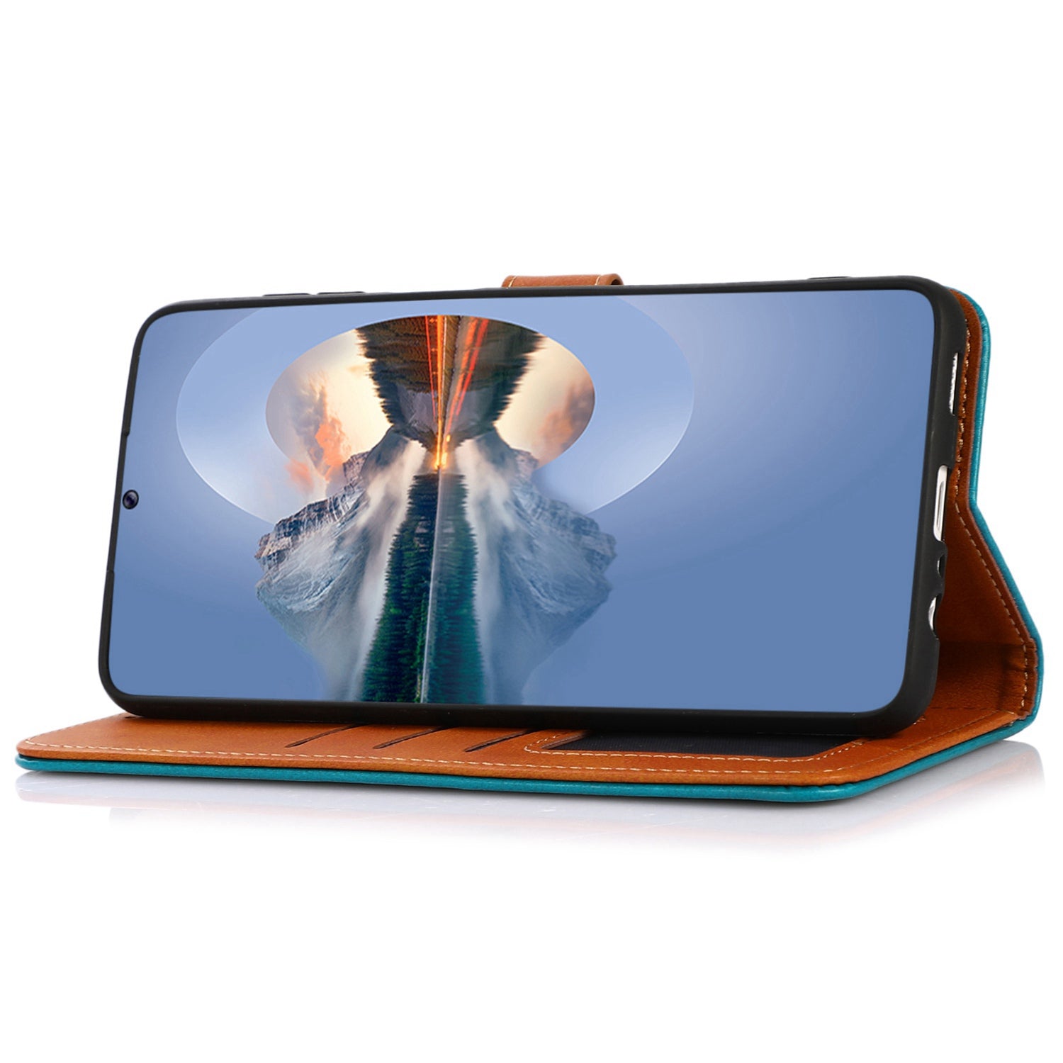 KHAZNEH For Samsung Galaxy Xcover7 Leather Wallet Case Golden Buckle Magnetic Clasp - Blue