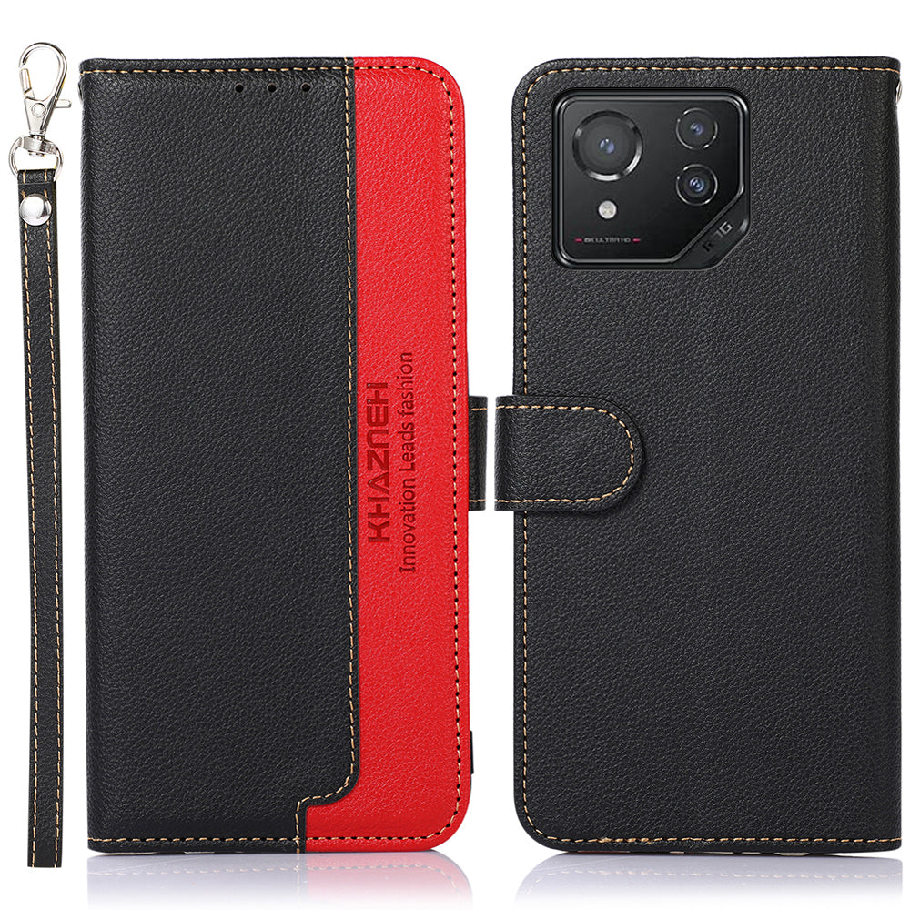 KHAZNEH For Asus ROG Phone 8 5G / Phone 8 Pro 5G Lychee Texture Leather Case Phone Wallet Cover - Blue