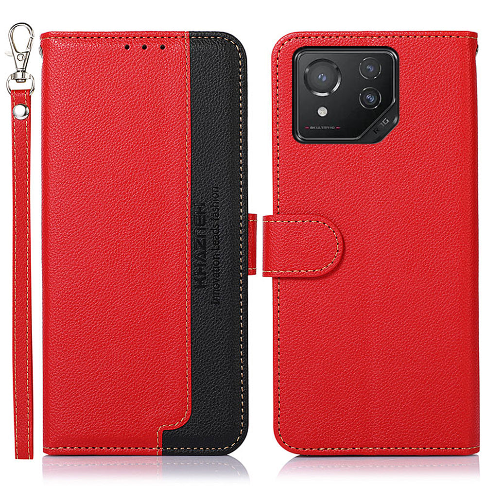 KHAZNEH For Asus ROG Phone 8 5G / Phone 8 Pro 5G Lychee Texture Leather Case Phone Wallet Cover - Blue