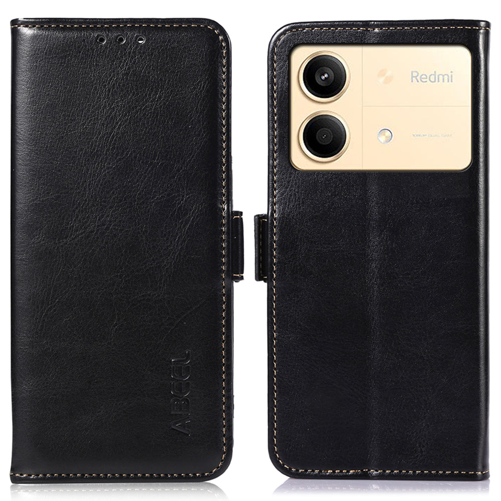 ABEEL For Xiaomi Redmi Note 13R Pro 5G Leather Case Wallet Cover Crazy Horse Texture - Blue
