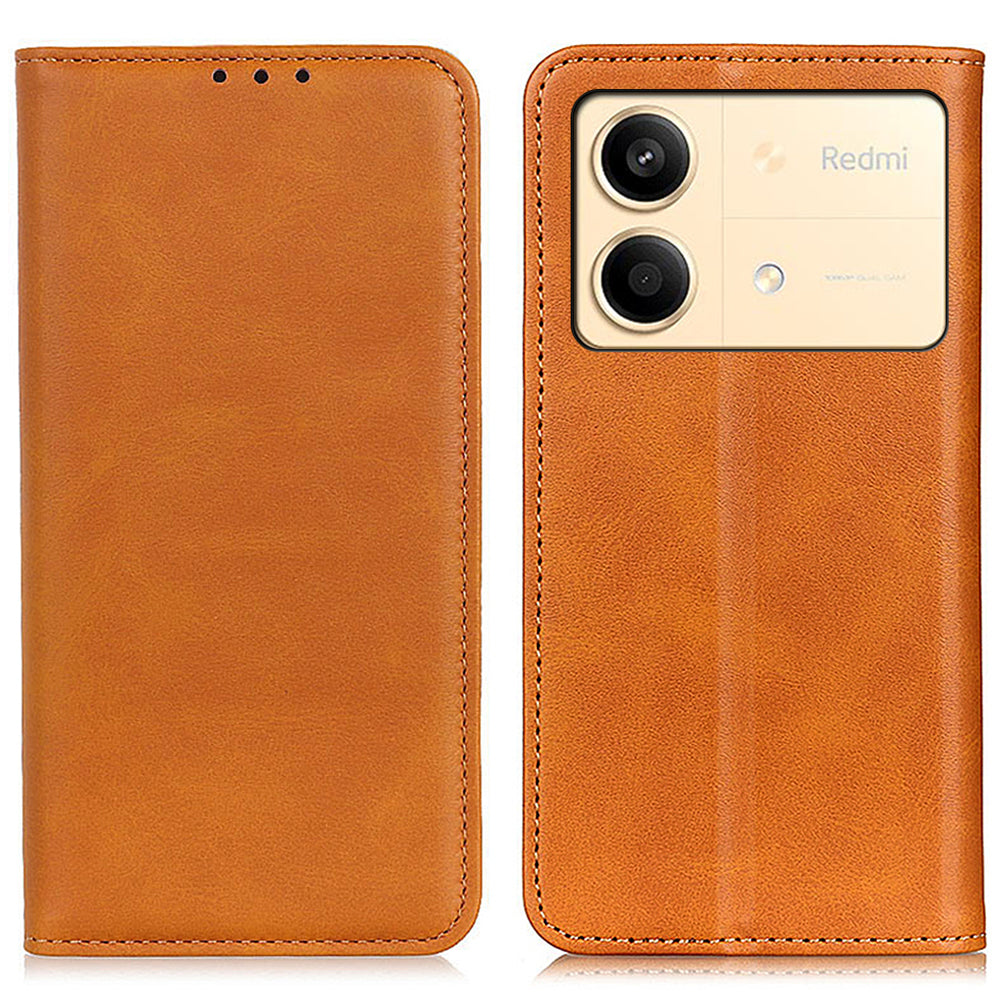 For Xiaomi Redmi Note 13R Pro 5G Split Leather Case Wallet Magnetic Closing Cover - Black
