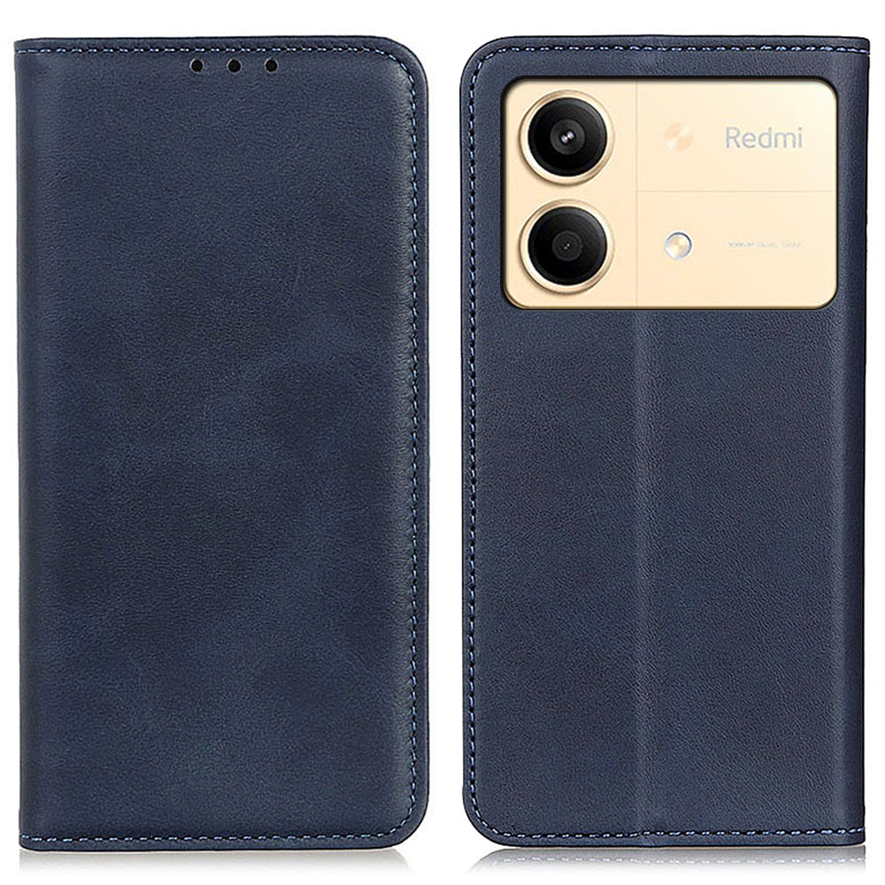 For Xiaomi Redmi Note 13R Pro 5G Split Leather Case Wallet Magnetic Closing Cover - Black