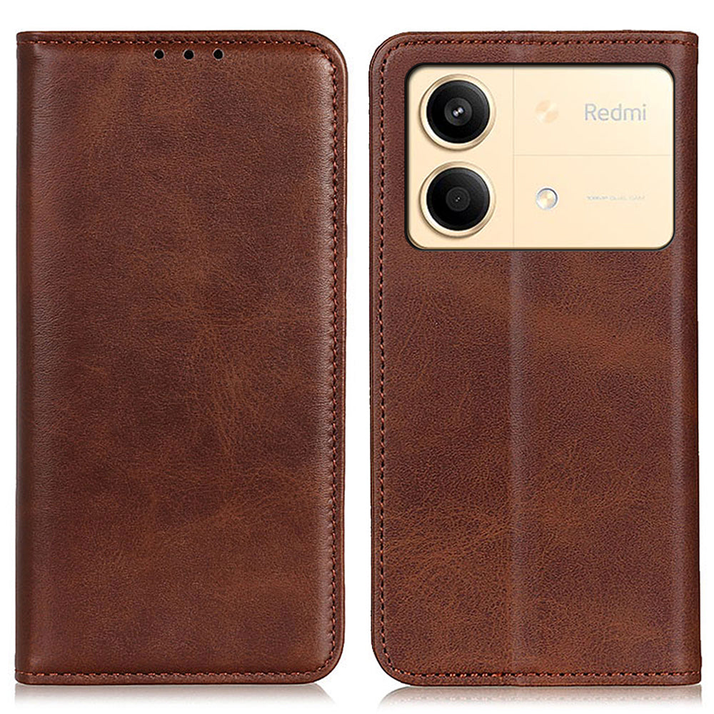 For Xiaomi Redmi Note 13R Pro 5G Split Leather Case Wallet Magnetic Closing Cover - Black