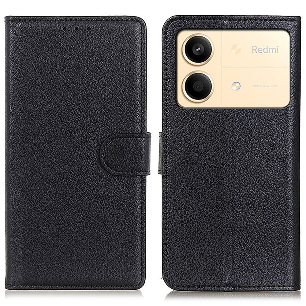 For Xiaomi Redmi Note 13R Pro 5G Leather Wallet Case Litchi Texture Phone Cover - Blue