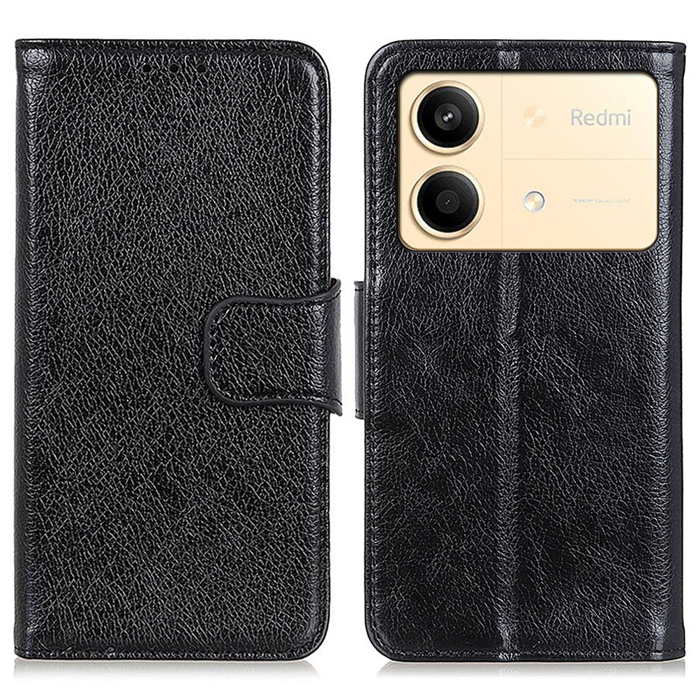 For Xiaomi Redmi Note 13R Pro 5G Wallet Cover Split Leather Case Nappa Texture - Orange