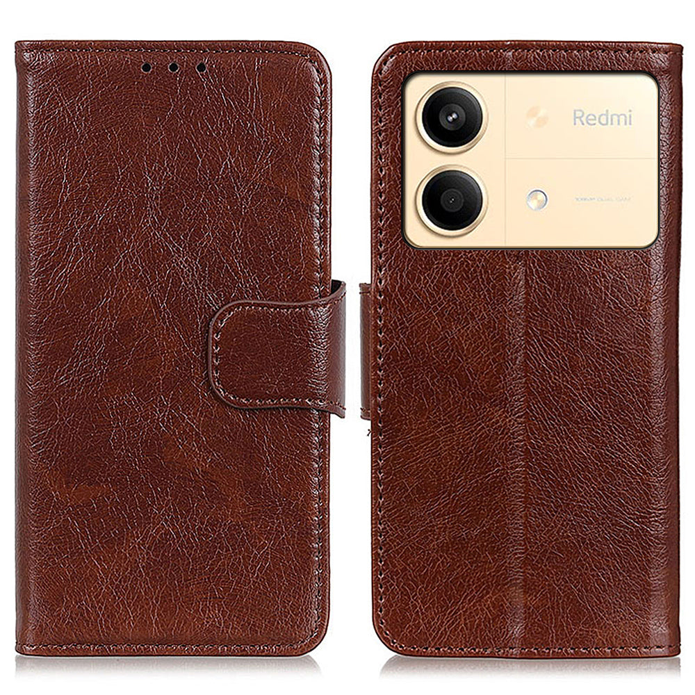 For Xiaomi Redmi Note 13R Pro 5G Wallet Cover Split Leather Case Nappa Texture - Orange