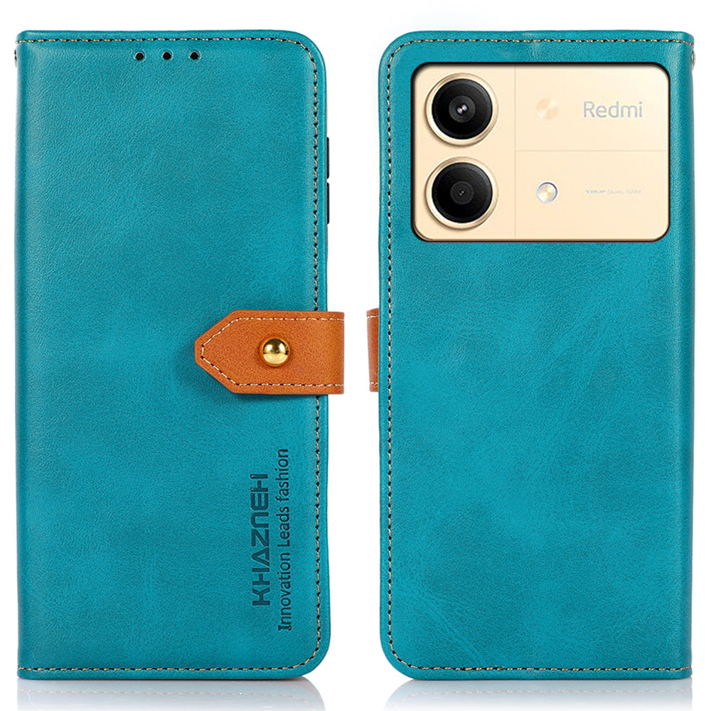 KHAZNEH For Xiaomi Redmi Note 13R Pro 5G Leather Case Wallet Cover Cowhide Texture - Rose Gold
