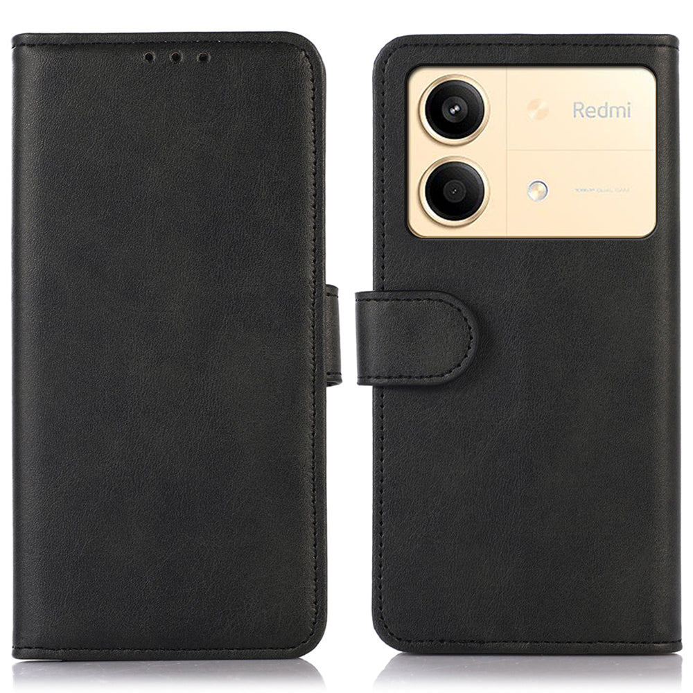 For Xiaomi Redmi Note 13R Pro 5G Leather Case Cowhide Texture Phone Wallet Cover - Blue