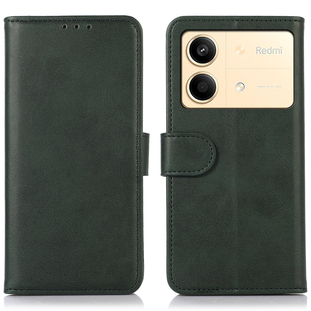 For Xiaomi Redmi Note 13R Pro 5G Leather Case Cowhide Texture Phone Wallet Cover - Blue