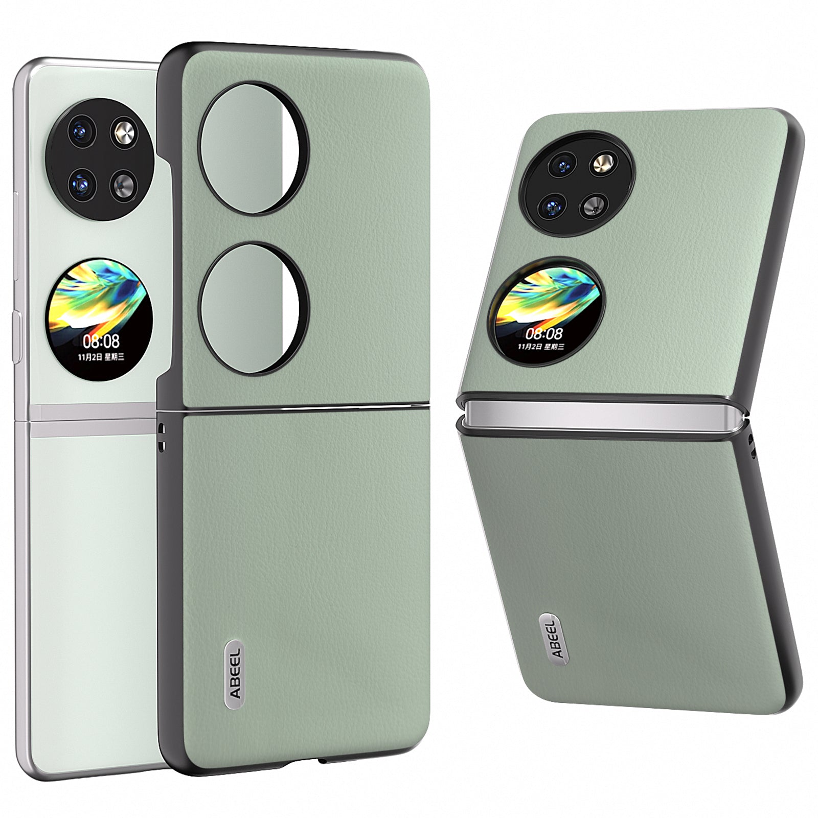 ABEEL For Huawei Pocket 2 Phone Case Ecological Texture Leather+Hard PC Protective Cover - Baby Blue