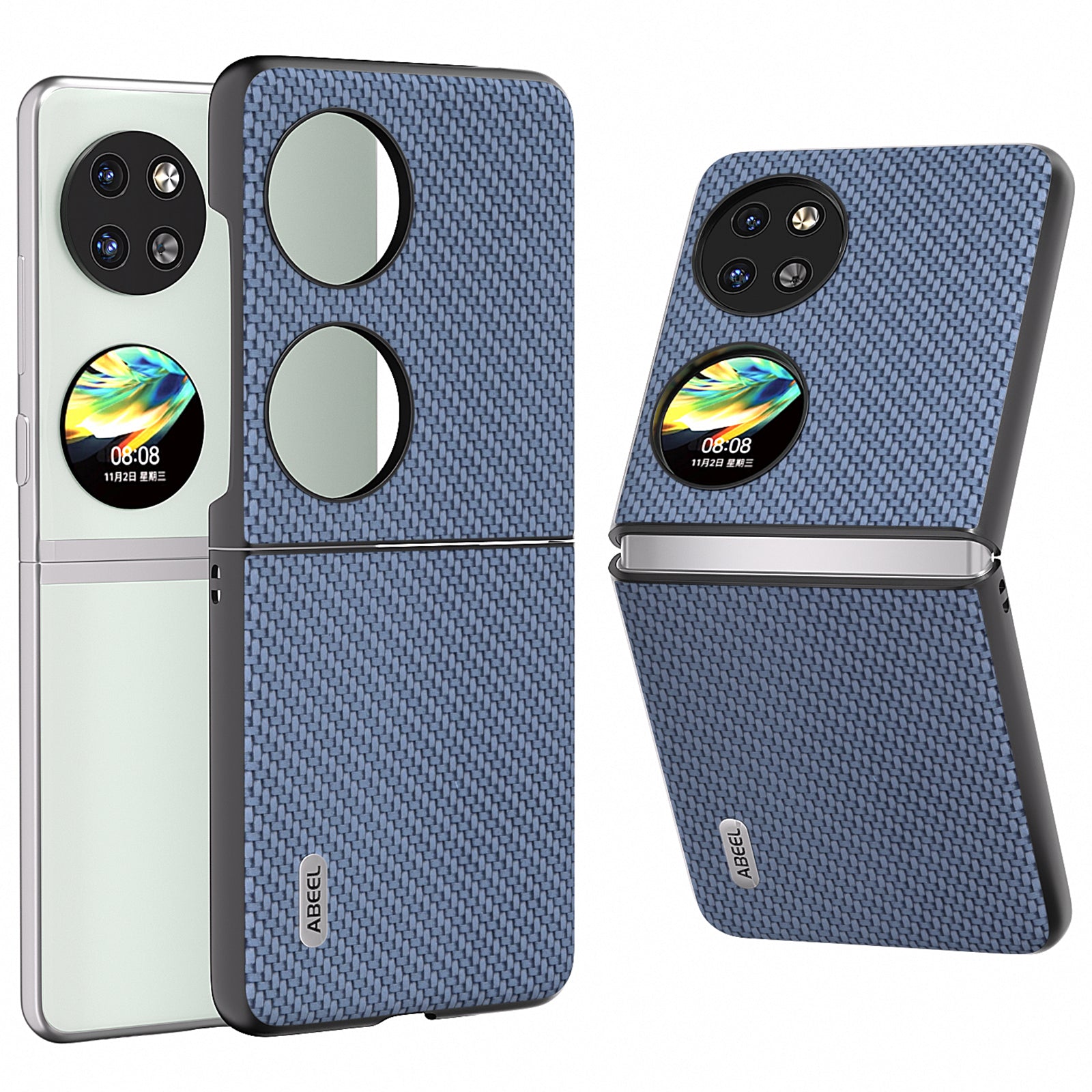 ABEEL For Huawei Pocket 2 Phone Case Carbon Fiber Texture Anti-Scratch - Green