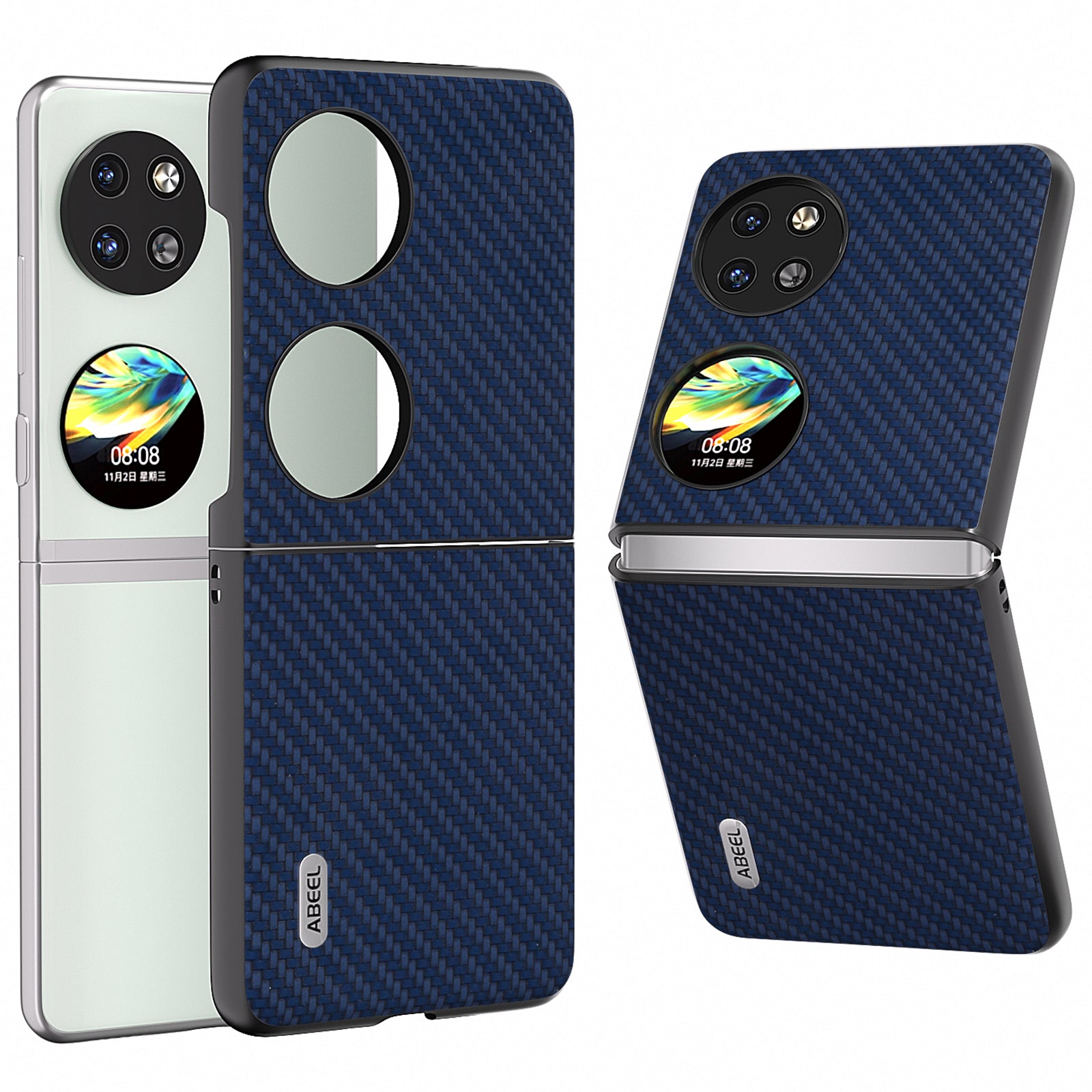 ABEEL For Huawei Pocket 2 Phone Case Carbon Fiber Texture Anti-Scratch - Green