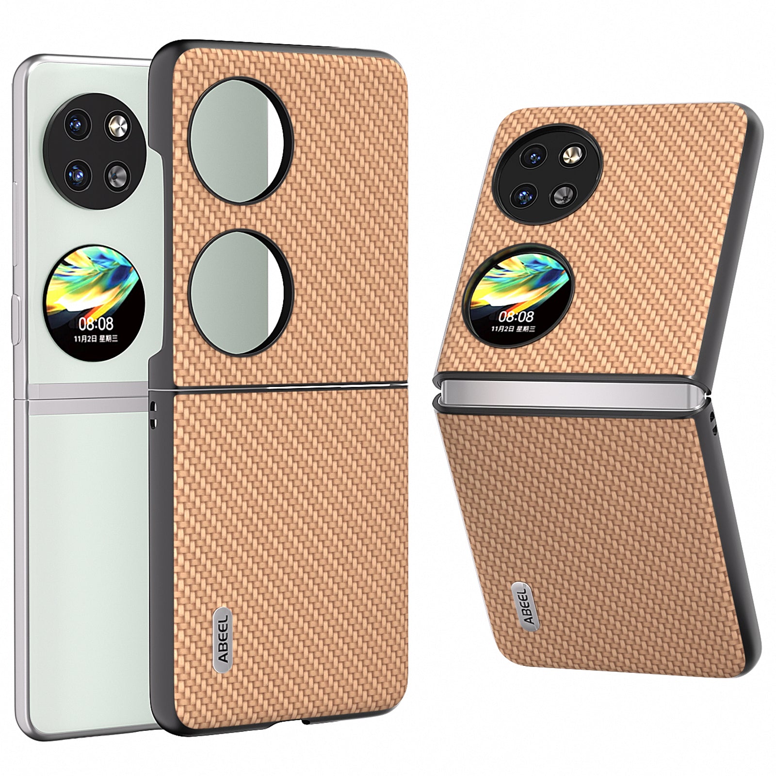 ABEEL For Huawei Pocket 2 Phone Case Carbon Fiber Texture Anti-Scratch - Green