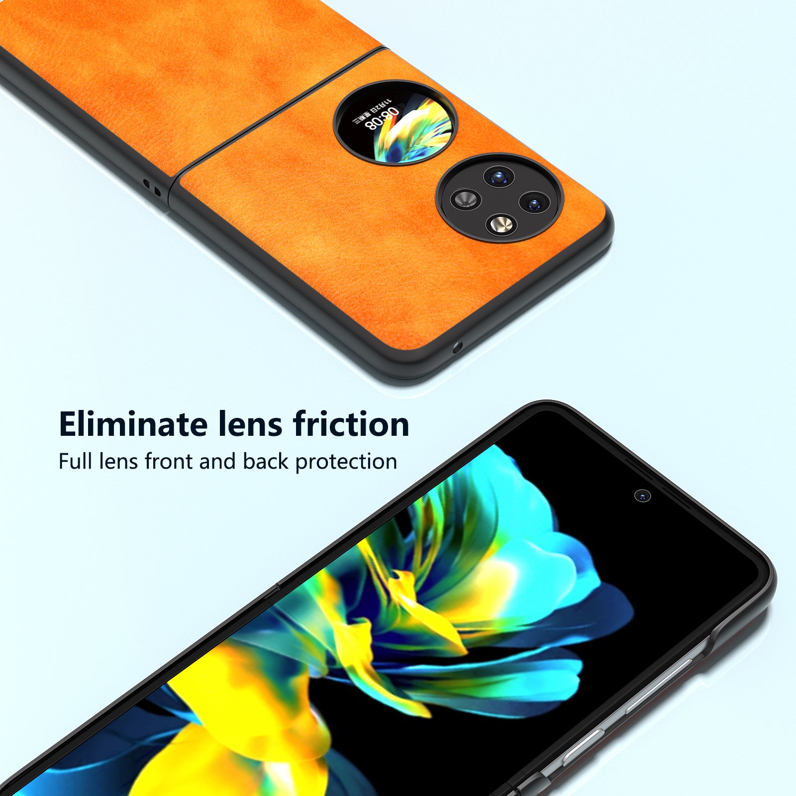 ABEEL For Huawei Pocket 2 Phone Case Hard PC+PU Leather Litchi Texture Cover - Orange