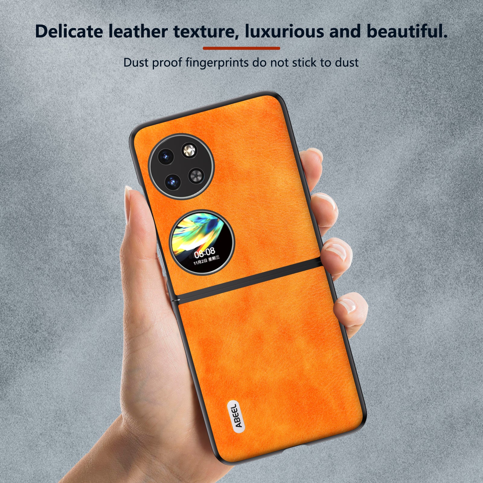 ABEEL For Huawei Pocket 2 Phone Case Hard PC+PU Leather Litchi Texture Cover - Orange