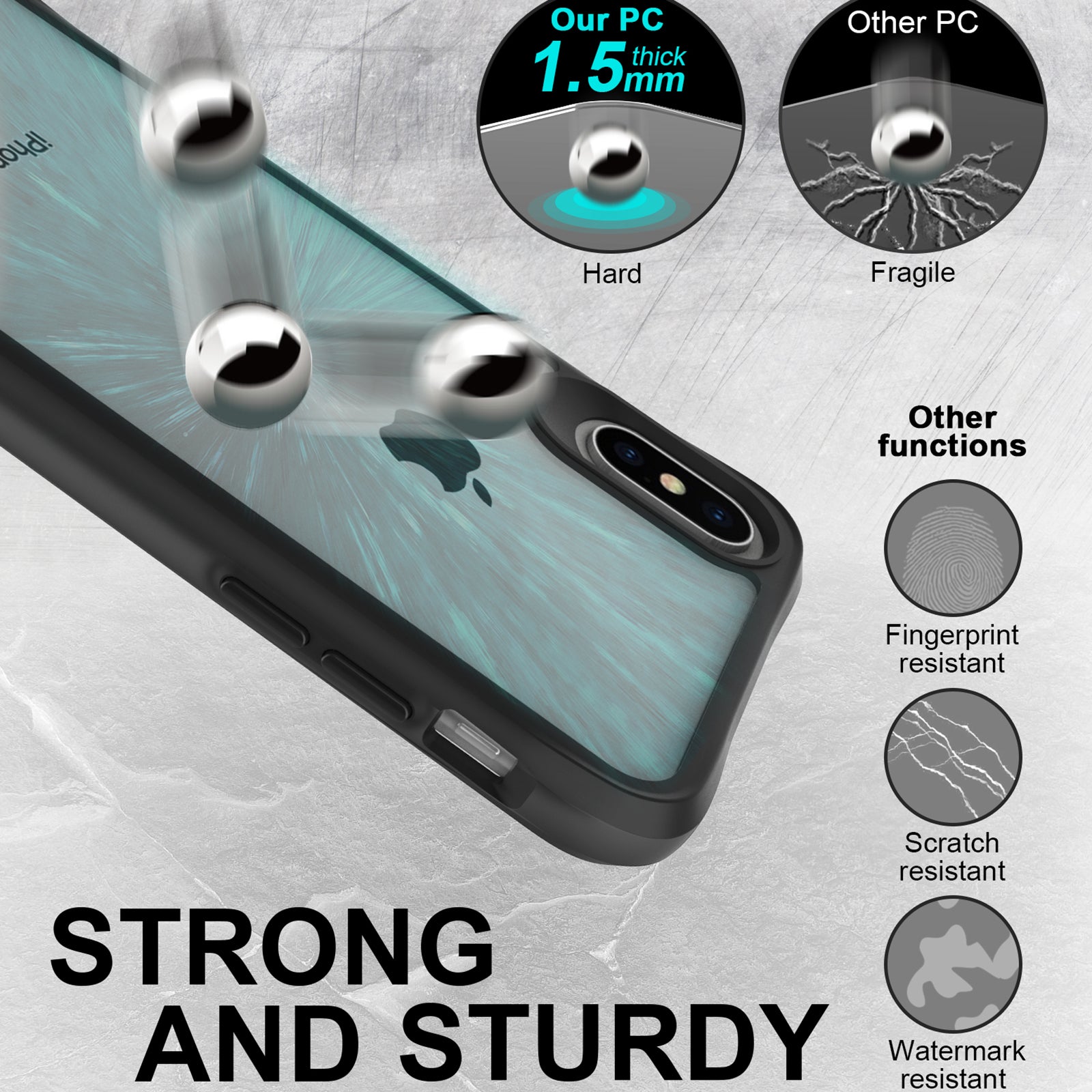 Combat X Mode Series for iPhone X / XS 5.8 inch Cell Phone Case Anti-scratch TPU+PC Back Cover - Black